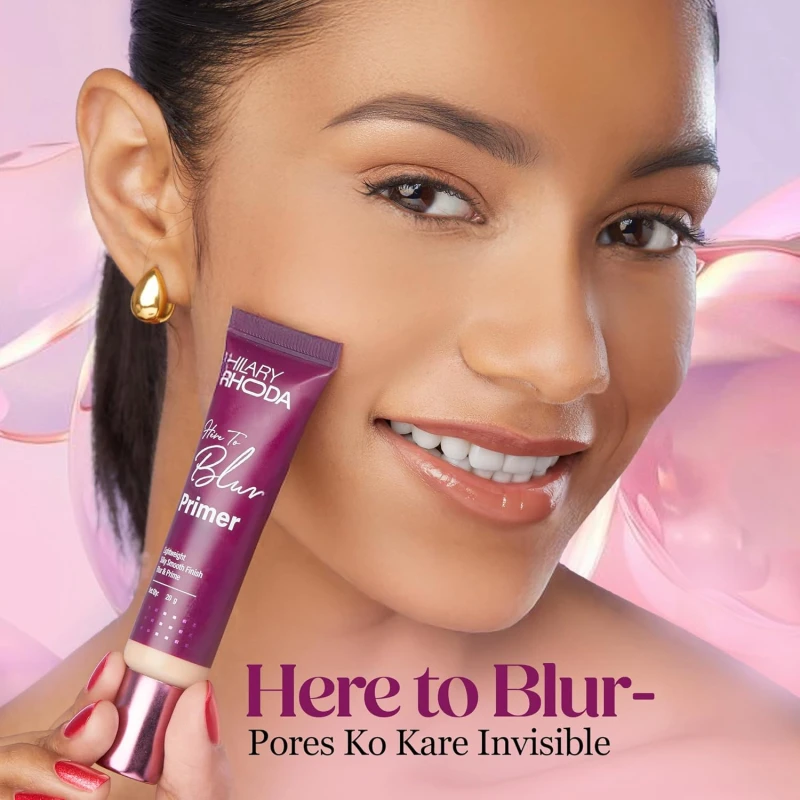 Hilary Rhoda Here to Blur Primer | Tinted & Silicon-Based | Water Resistant Primer | Matte Finish & Blurs Pores | Oil Control & Lightweight | 25g - Thumbnail 4